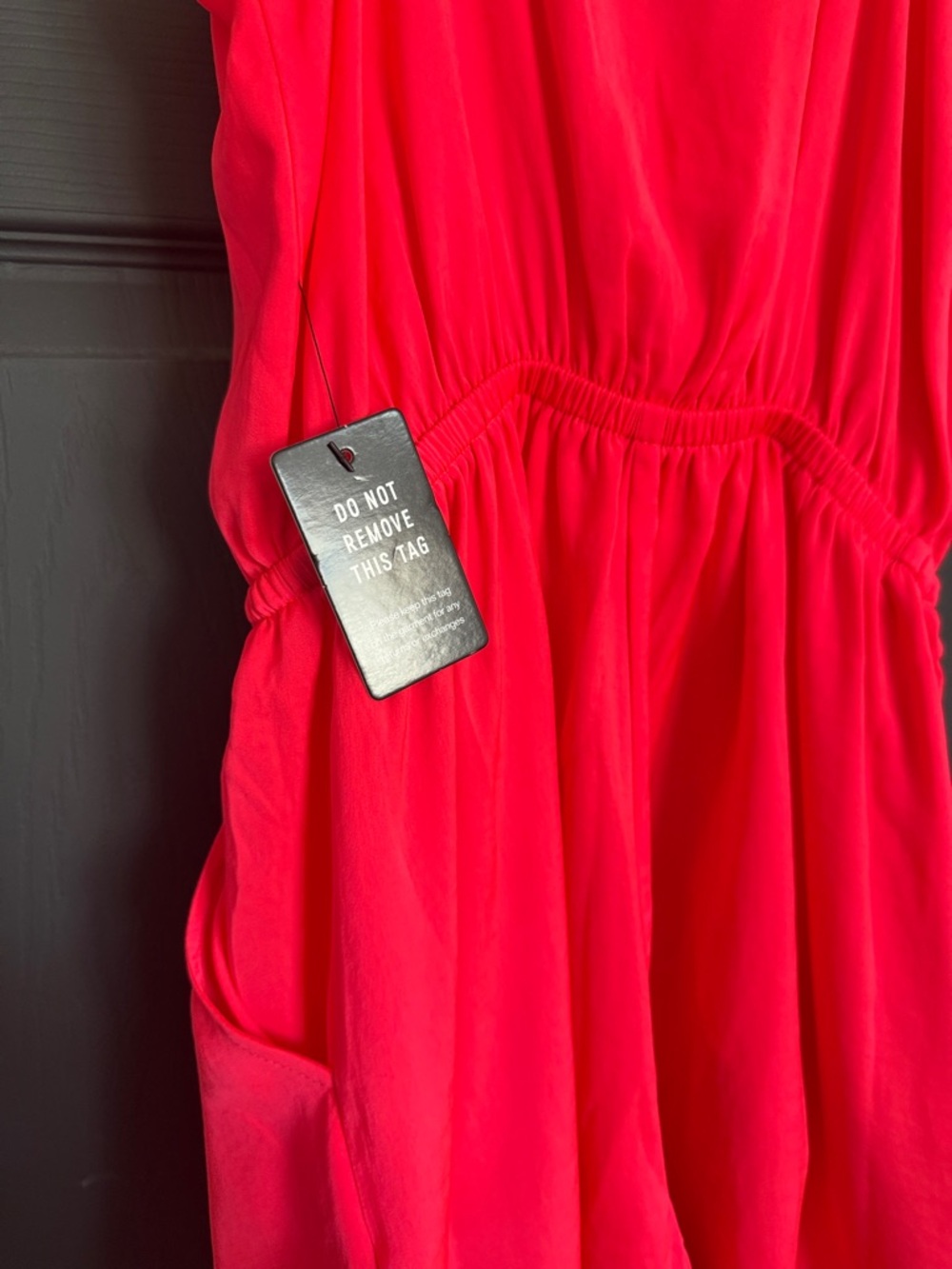 Express Bright Red Spaghetti-Strap Wrap Mini Dress - Picture 2 of 4
